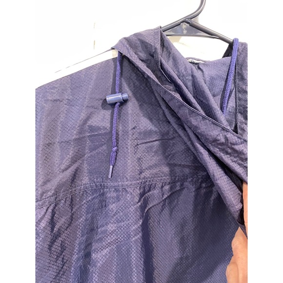 Vintage Adidas Mens Medium Navy Blue Ripstop Hooded Windbreaker Jacket 90s - Picture 11 of 14